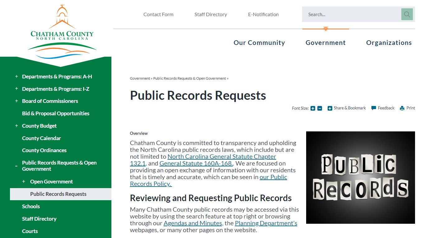 Public Records Requests | Chatham County, NC